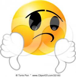 22163_Clipart_Illustration_Of_A_Yellow_Emoticon_Face_Giving_Two_Thumbs_Down_In_Disappointment