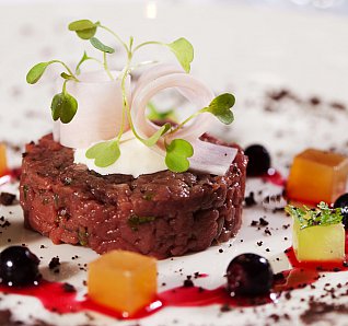 Ben Batterbury's Venison Tartare With Blackcurrants, Gin And Chocolate