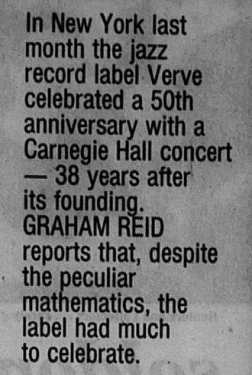 THE VERVE LABEL AT 50 (1994): Great music, bad maths